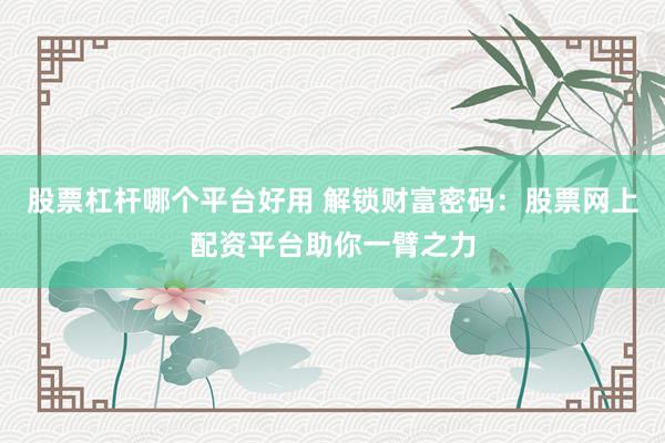 股票杠杆哪个平台好用 解锁财富密码：股票网上配资平台助你一臂之力